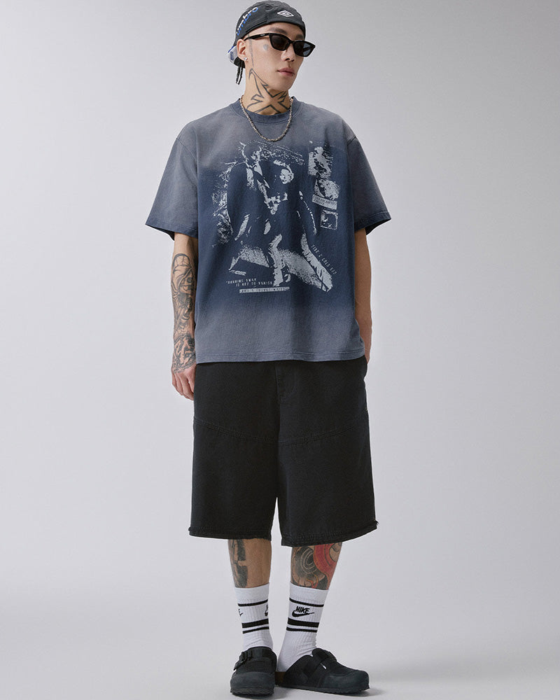 Raw-Edge Straight-Leg Shorts