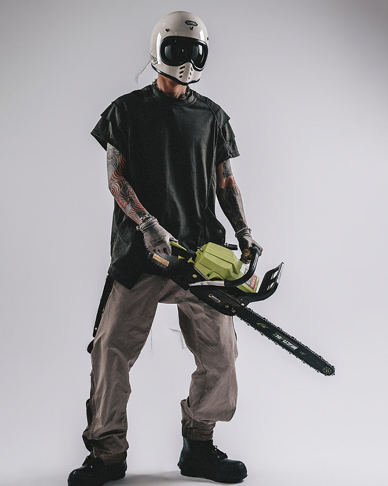 Post-Apocalyptic Asymmetric Raw-Cut T-Shirt