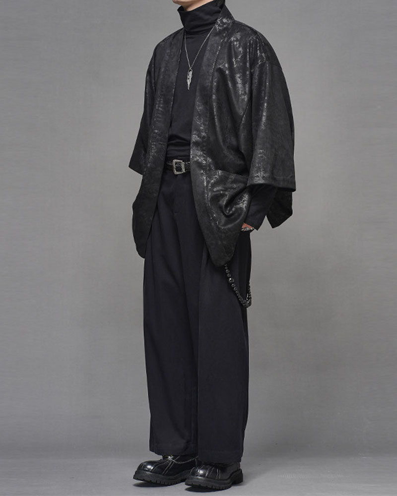 Vintage Japanese Pattern Suede Kimono Jacket