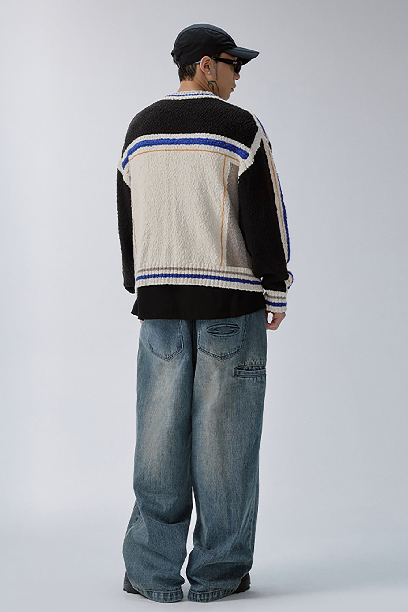 Double Waistband Washed Wide-Leg Jeans