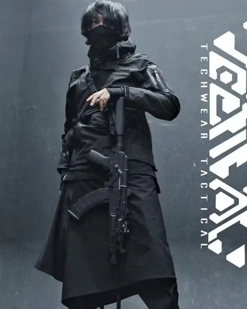 Cyberpunk Black Samurai Ninja Jacket Cloak