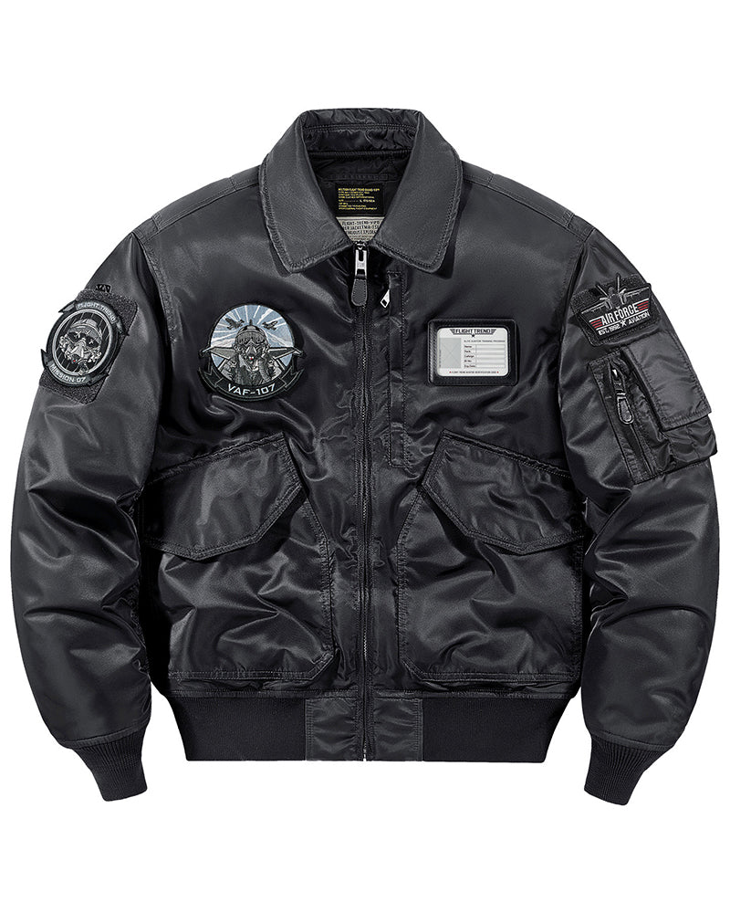 Futuristic Tactical Embroidered Patch Bomber Jacket