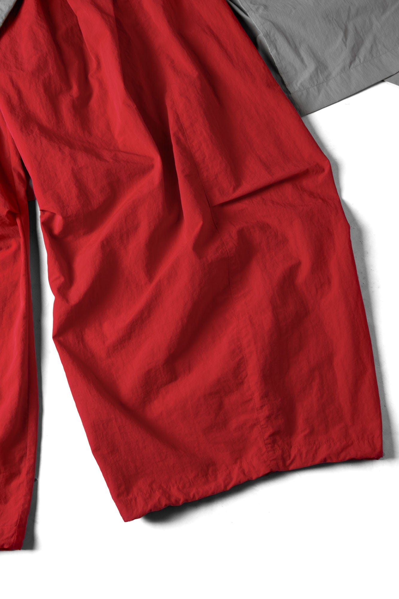Drawstring Layered Double-Waistband Parachute Pants Red