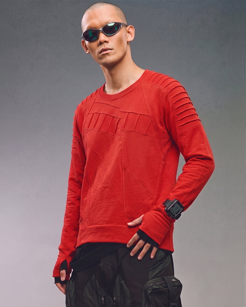 Wasteland Asymmetric Pleated Batwing‑Sleeve T‑shirt