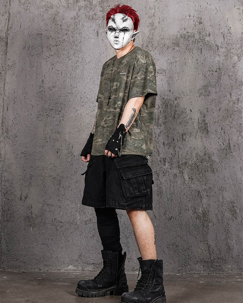 Distressed Camo Oversized T-Shirt