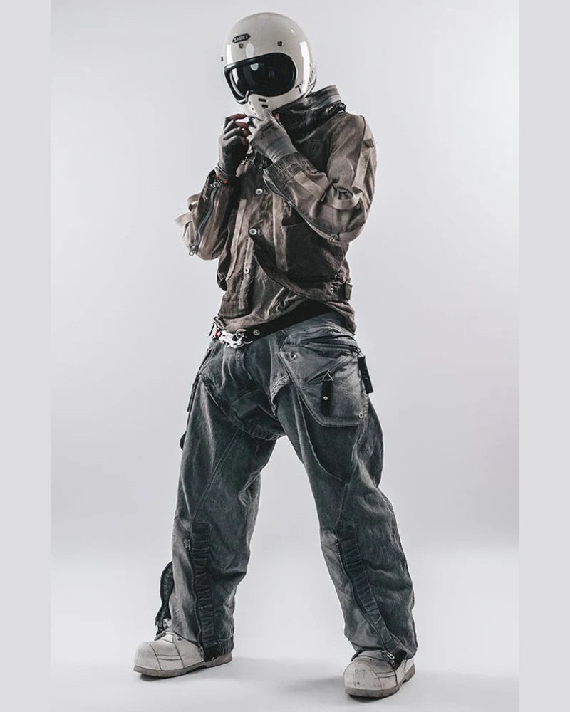 Post-Apocalyptic Wear Multi-Pocket Zipper Cargo Pants