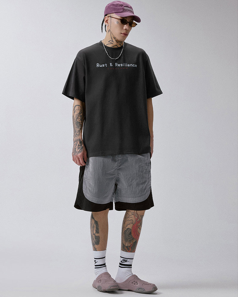 Metallic Nylon Panel Shorts