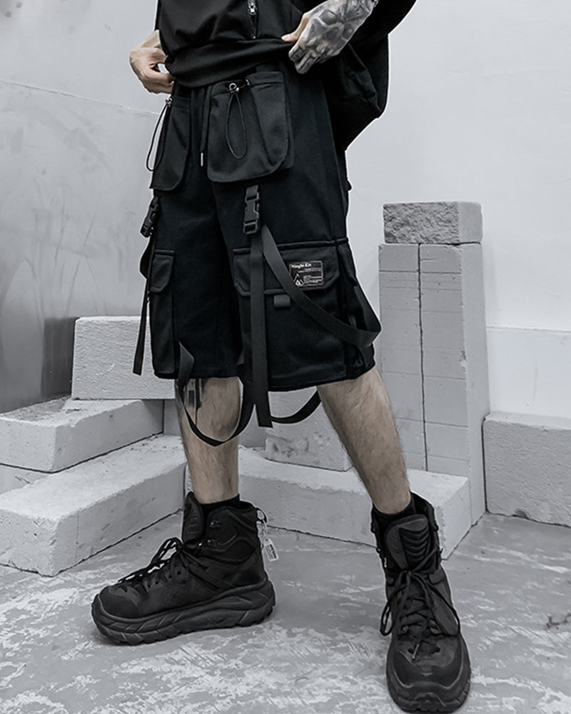 Techwear Cargo Shorts With Straps