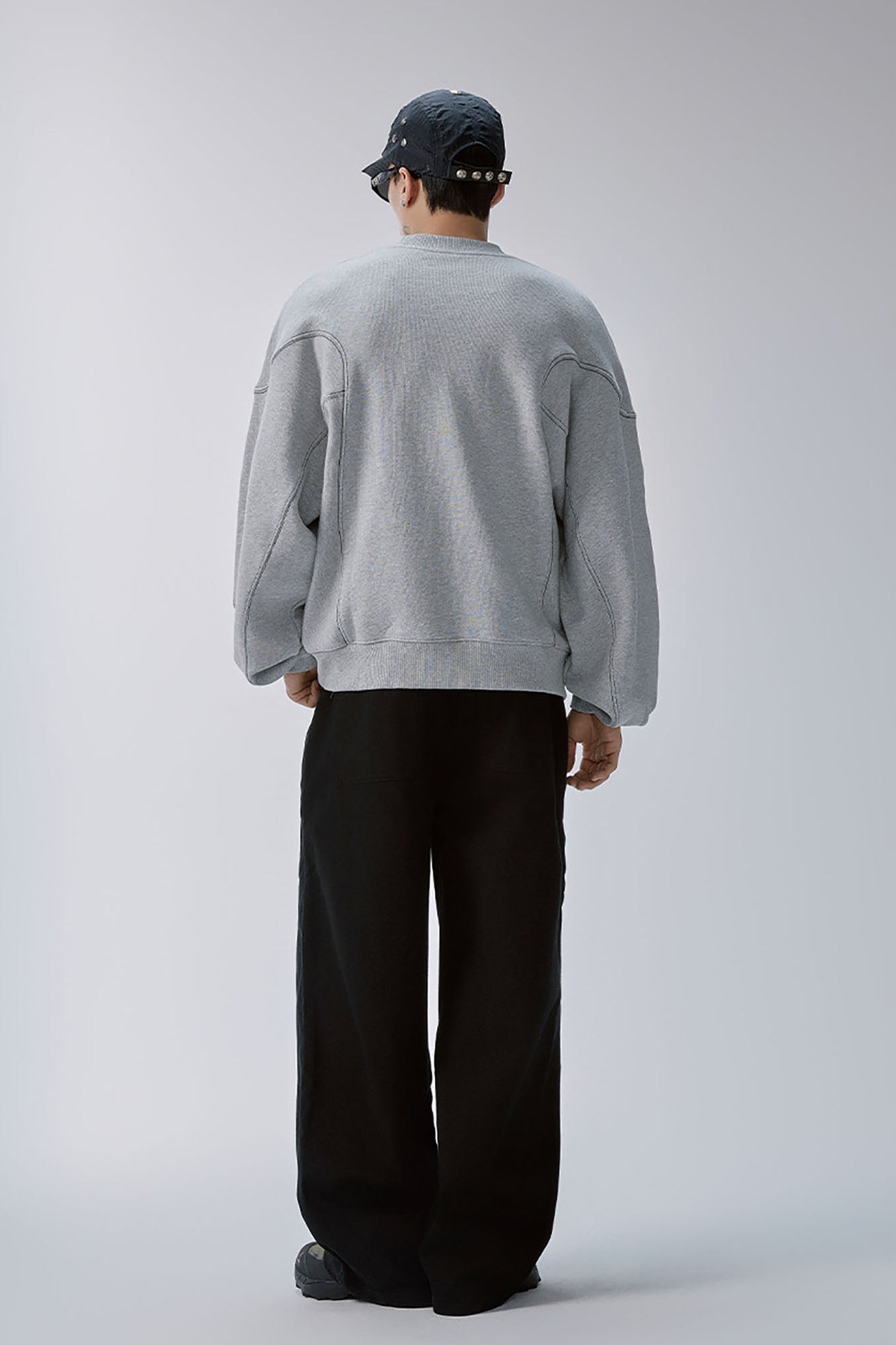 Pleated Panel Logo Embroidery Sweatshirt