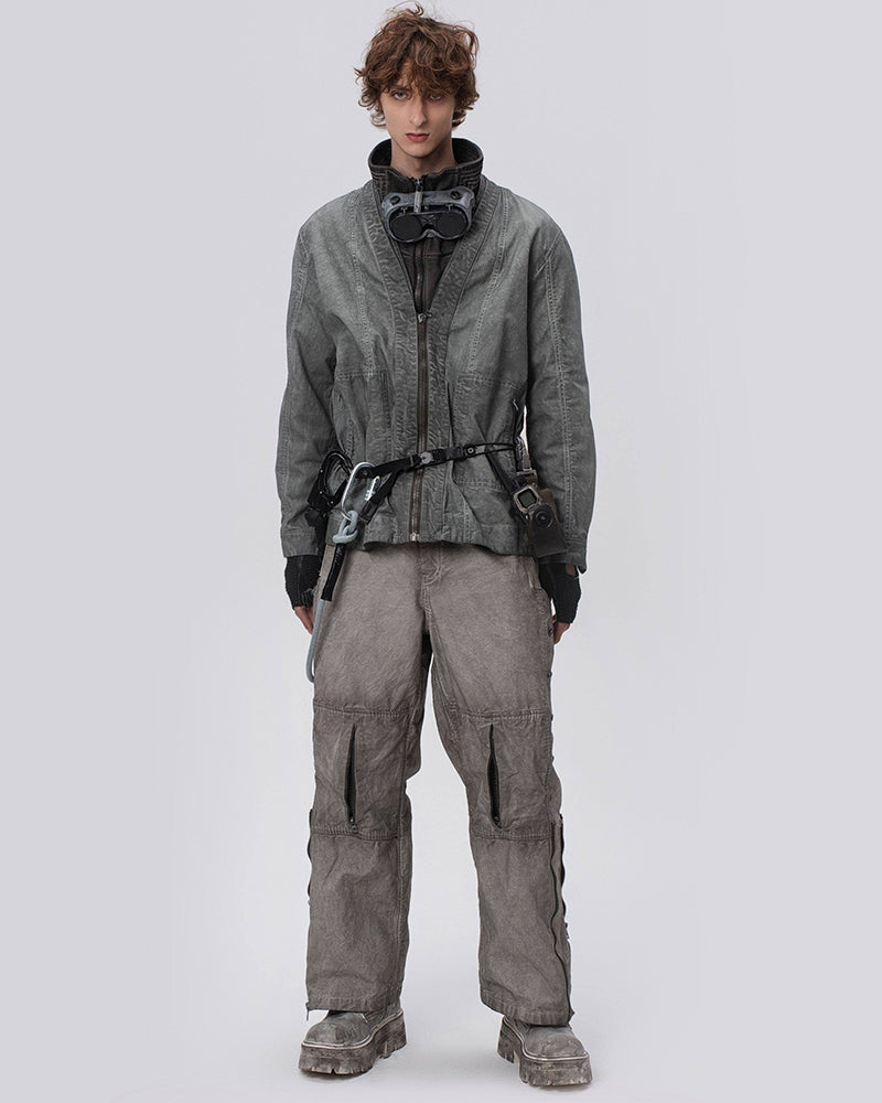 Post-Apocalyptic Faded Multi-Zip Cargo Pants