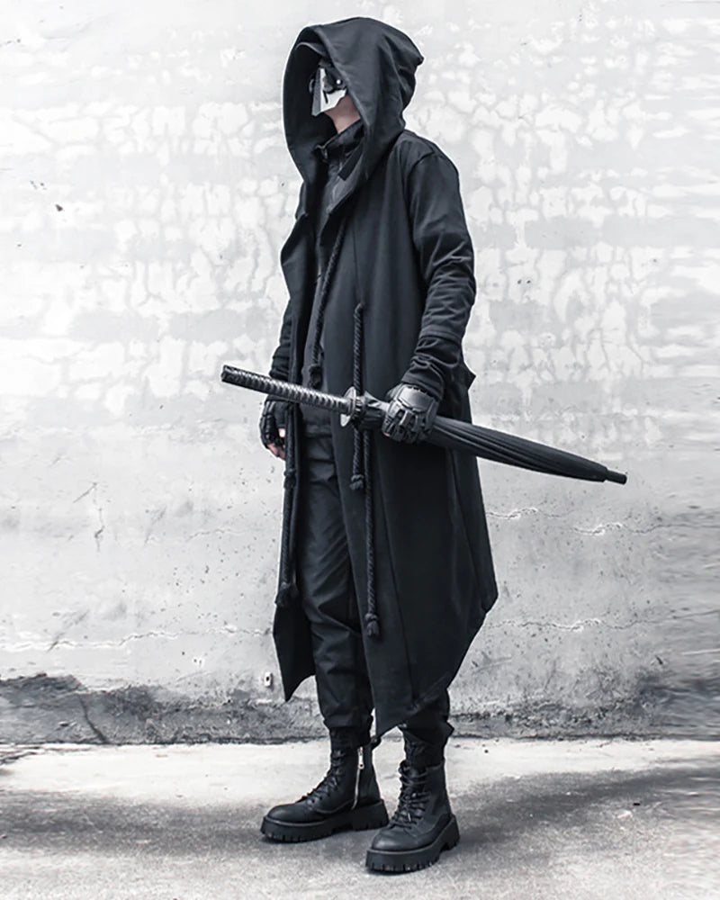 Wizard Gothic Drawstring Black Cape Coat