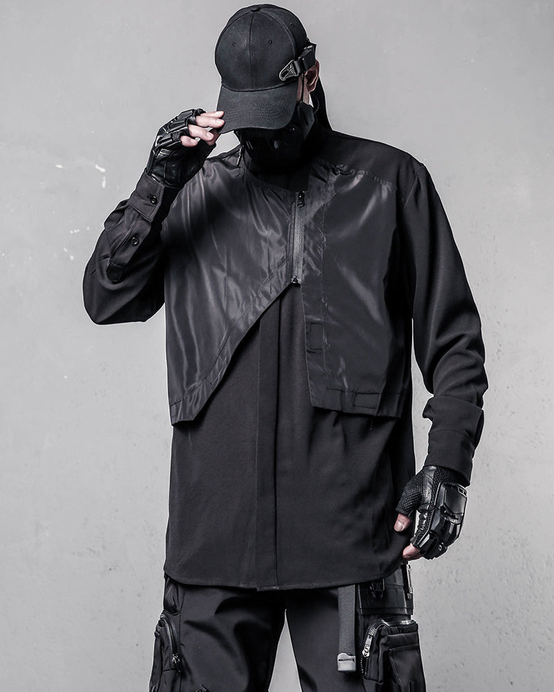 Techwear Asymmetric Layered Longline Shirt