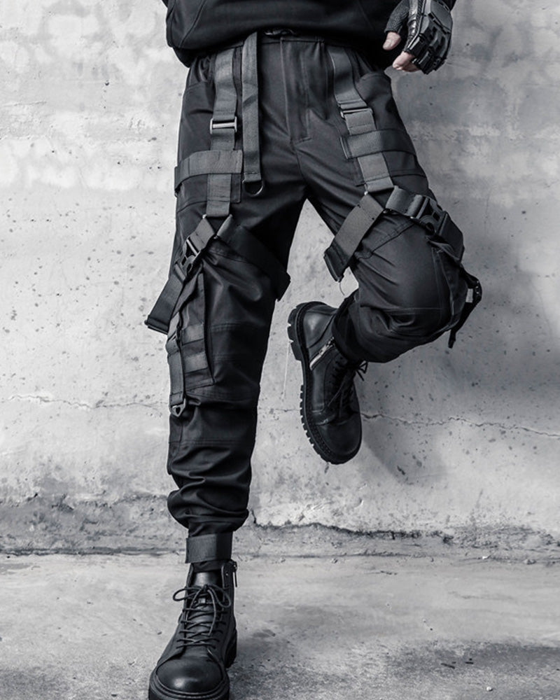 Functional Multi-Ribbon Buckle Cargo Pants