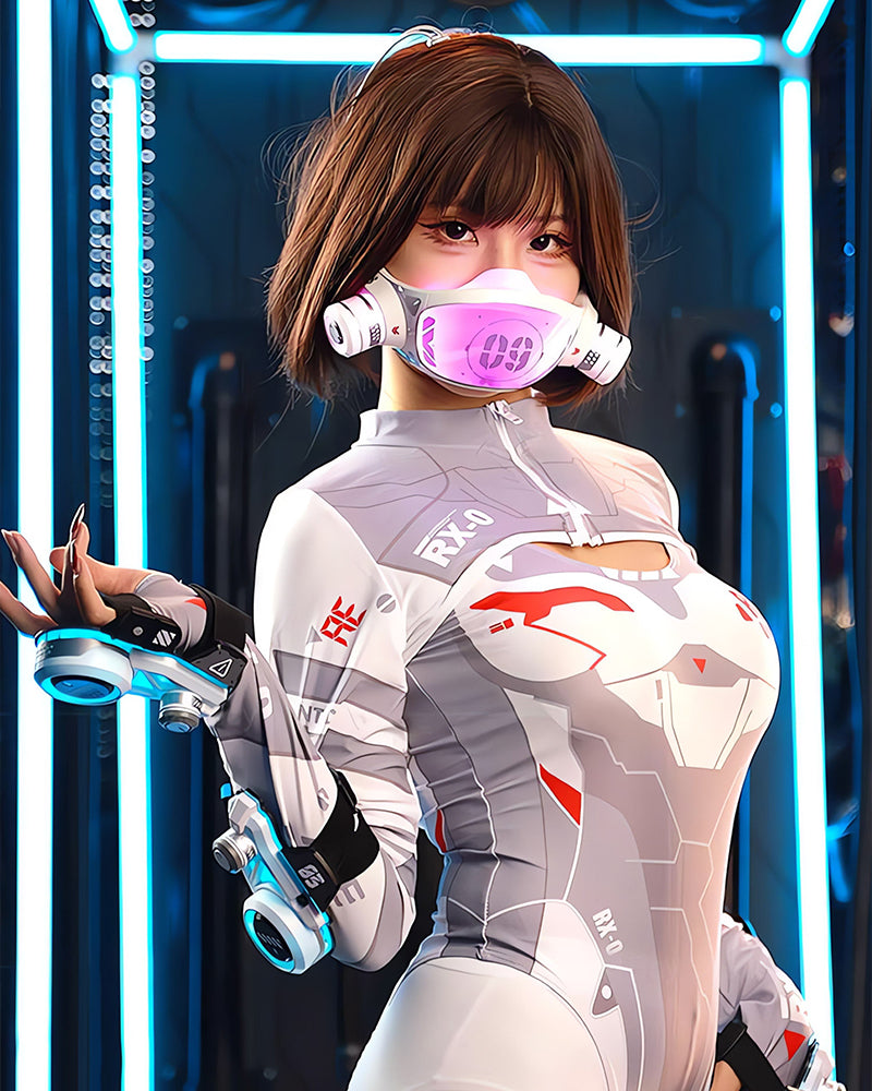 Cyberpunk LED Light-Up Mecha Mask