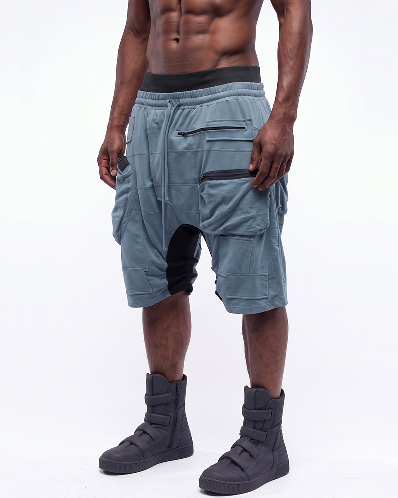 Post-Apocalyptic Multi-Zip Cargo Contrast Shorts