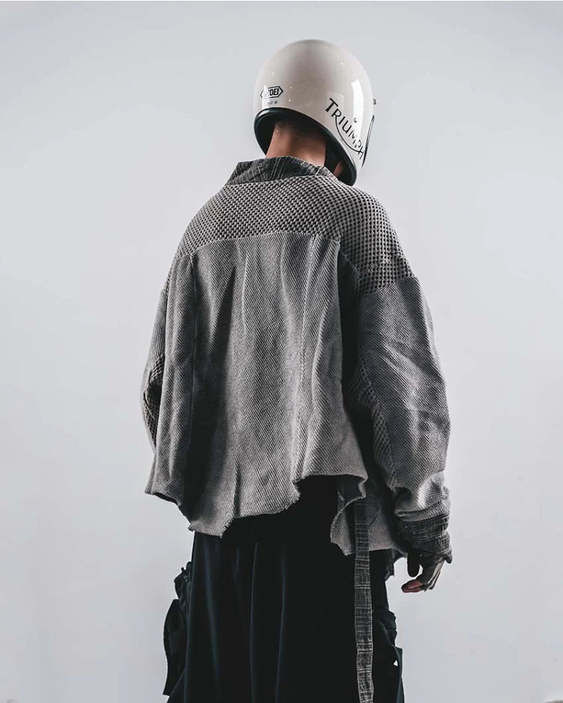 Wasteland Color-Block Loose Cotton Kimono Jacket