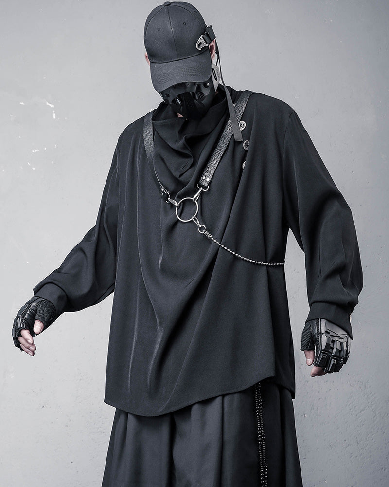 Japanese Draped High Neck Darkwear Shirt