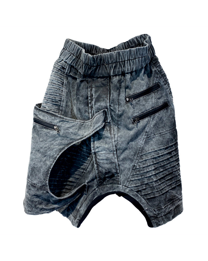 Vintage Tie-Dye Distressed Multi-Pocket Cargo Shorts