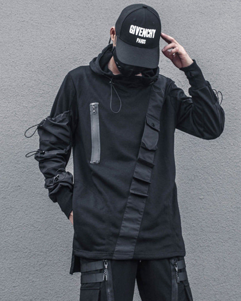 Japanese Techwear Multi-Pocket Drawstring Hoodie