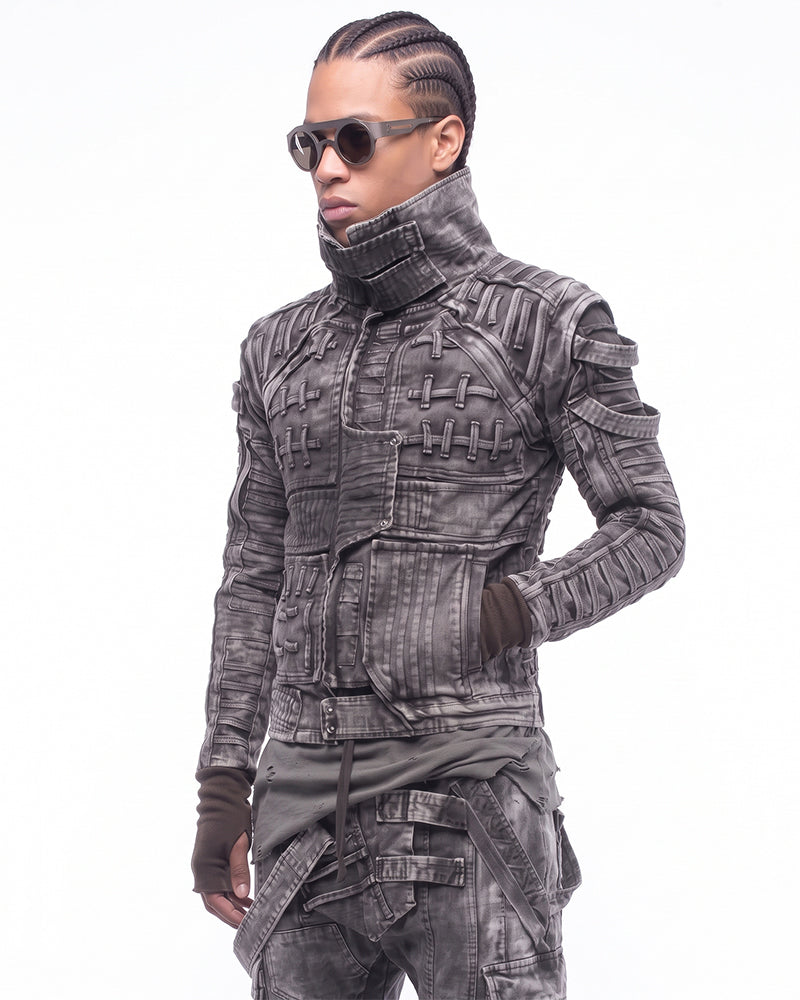 Wasteland Strap Distressed Washed Tactical Jacket