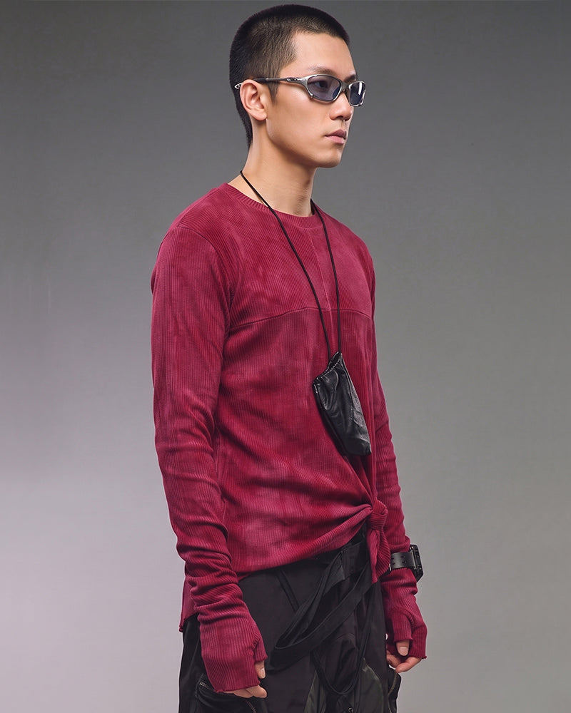 Post‑Apocalyptic Distressed Washed Thumbhole Long Sleeve Tee