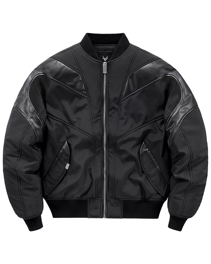 Techwear PU Patchwork Warm Bomber Jacket