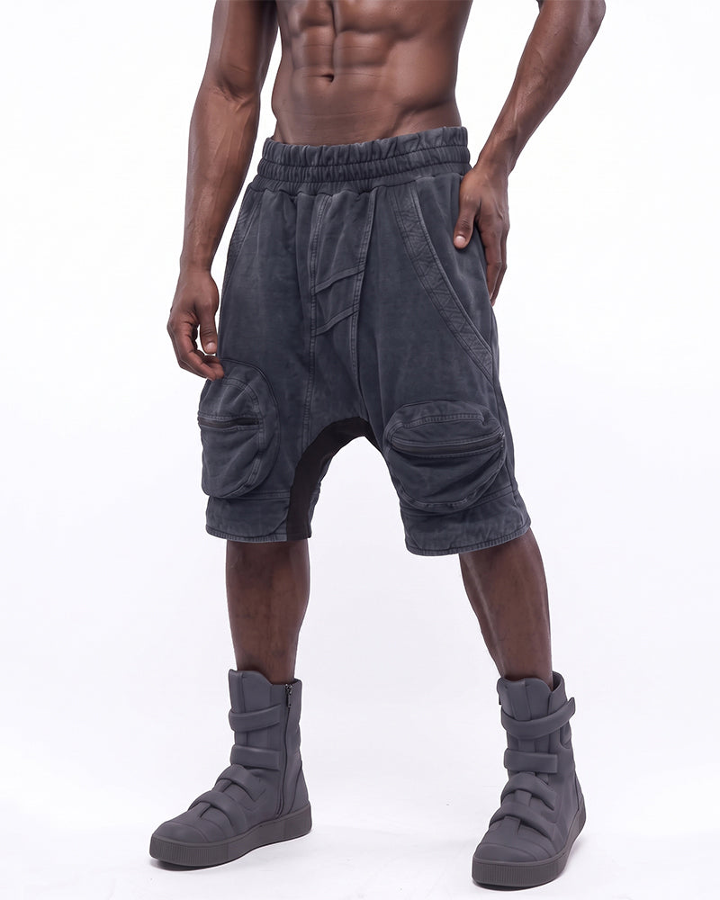 Post-Apocalyptic Washed Asymmetric Cargo Shorts