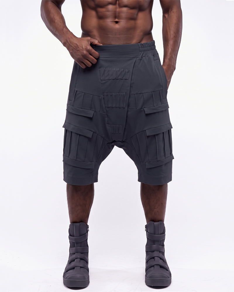 Post-Apocalyptic Pleated Drop-Crotch Shorts
