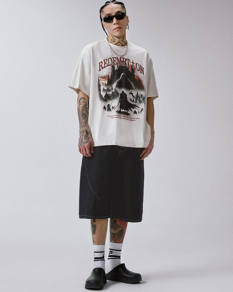 Check-Pocket Denim Shorts