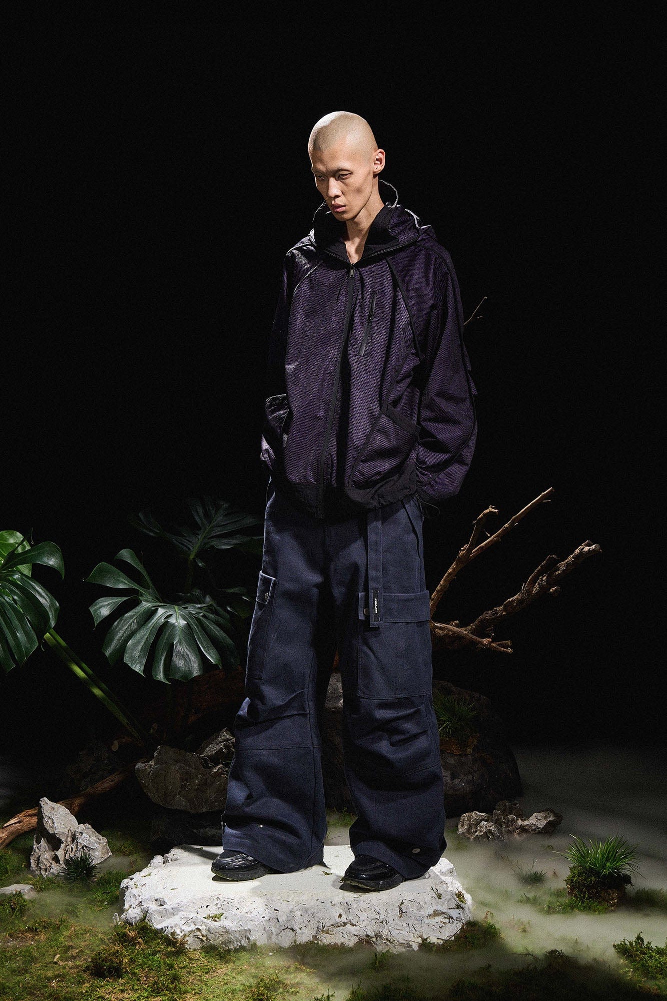 Multi-Pocket Oversized Workwear Cargo Pants Dark Gray