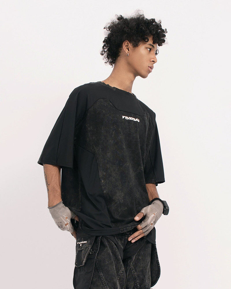Distressed Dirty-Dye Deconstructed Panel T-Shirt