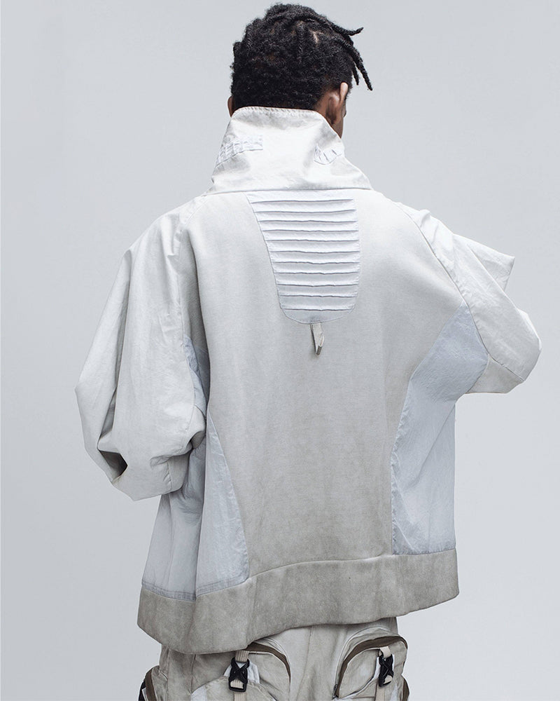 Wasteland Style Washed Patchwork Half-Zip Jacket