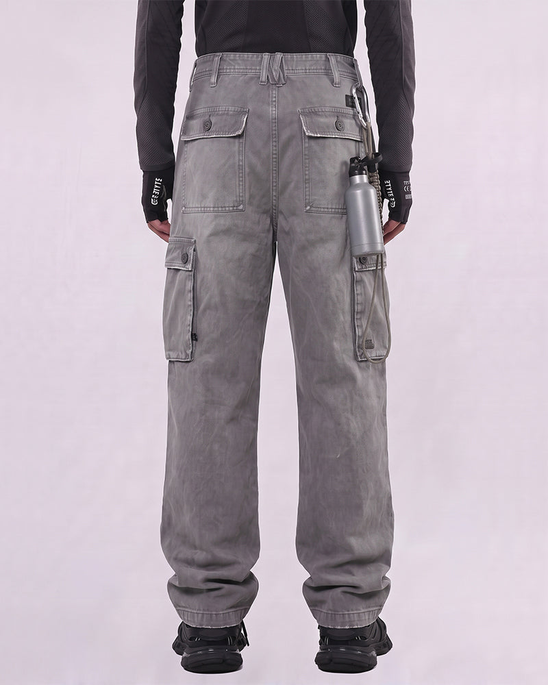 Washed Distressed Vintage Multi-Pocket Cargo Pants