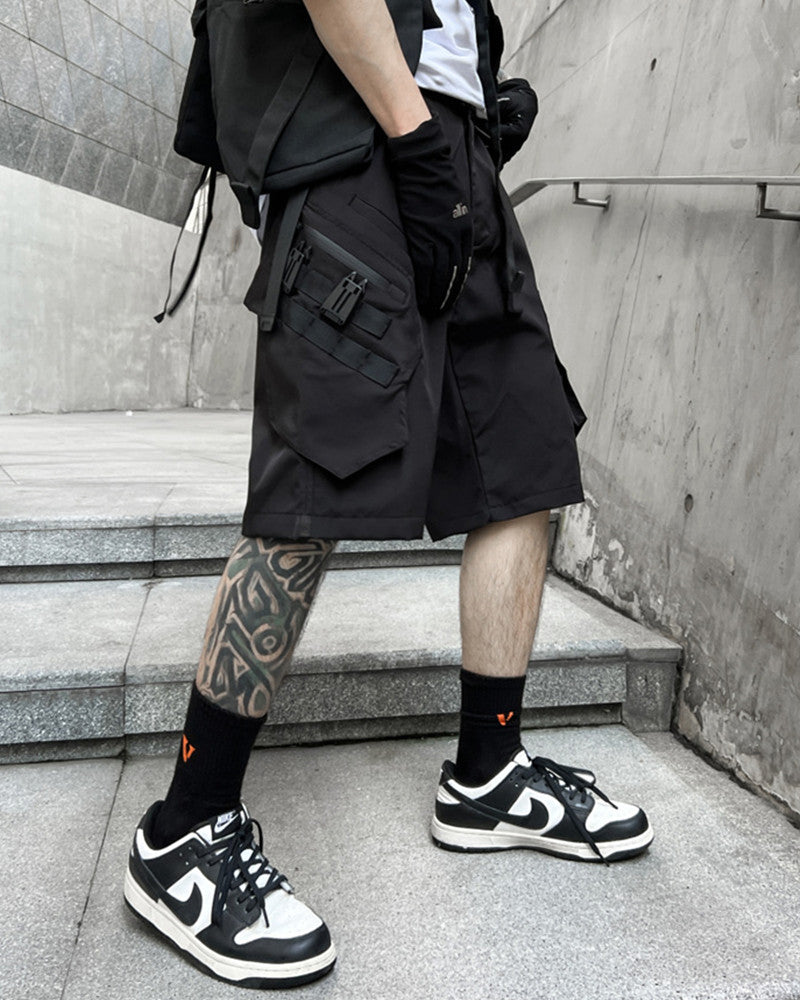 Functional Multi-Pocket Belt Cargo Shorts