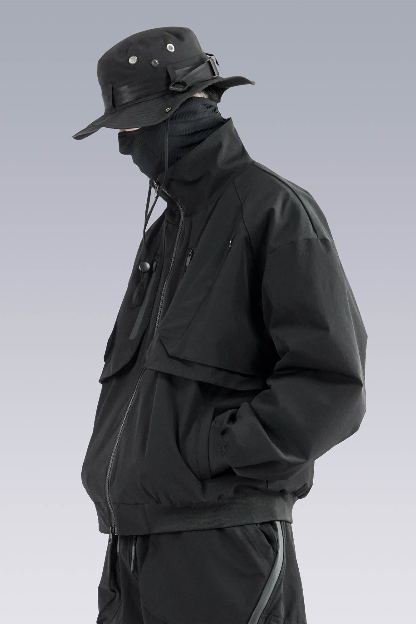 Double-Layer Multi-Pocket Stand Collar Jacket