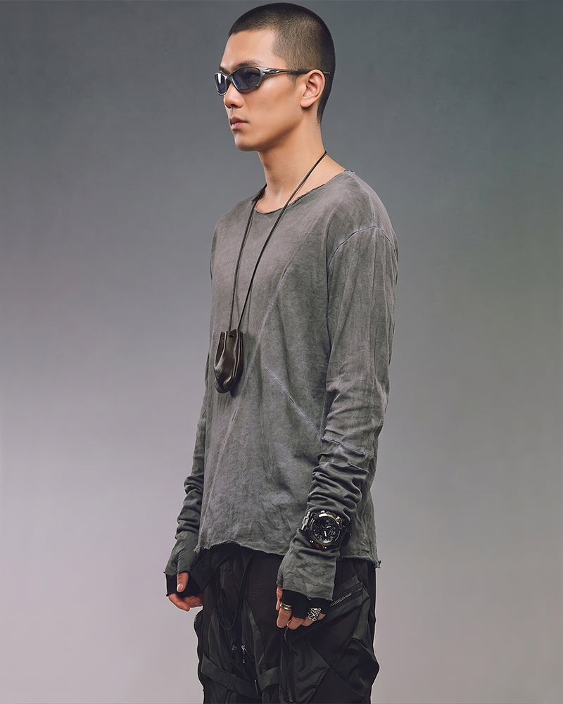 Wasteland Distressed Washed Thumbhole Long Sleeve Tee