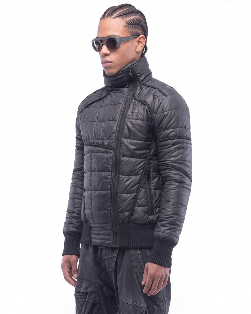 Post-Apocalyptic Asymmetric Geometric Quilted Jacket