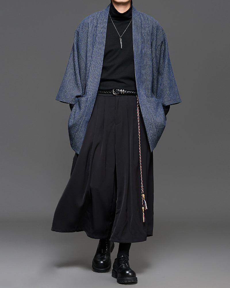 Japanese Woven Kimono-Style Cardigan Jacket