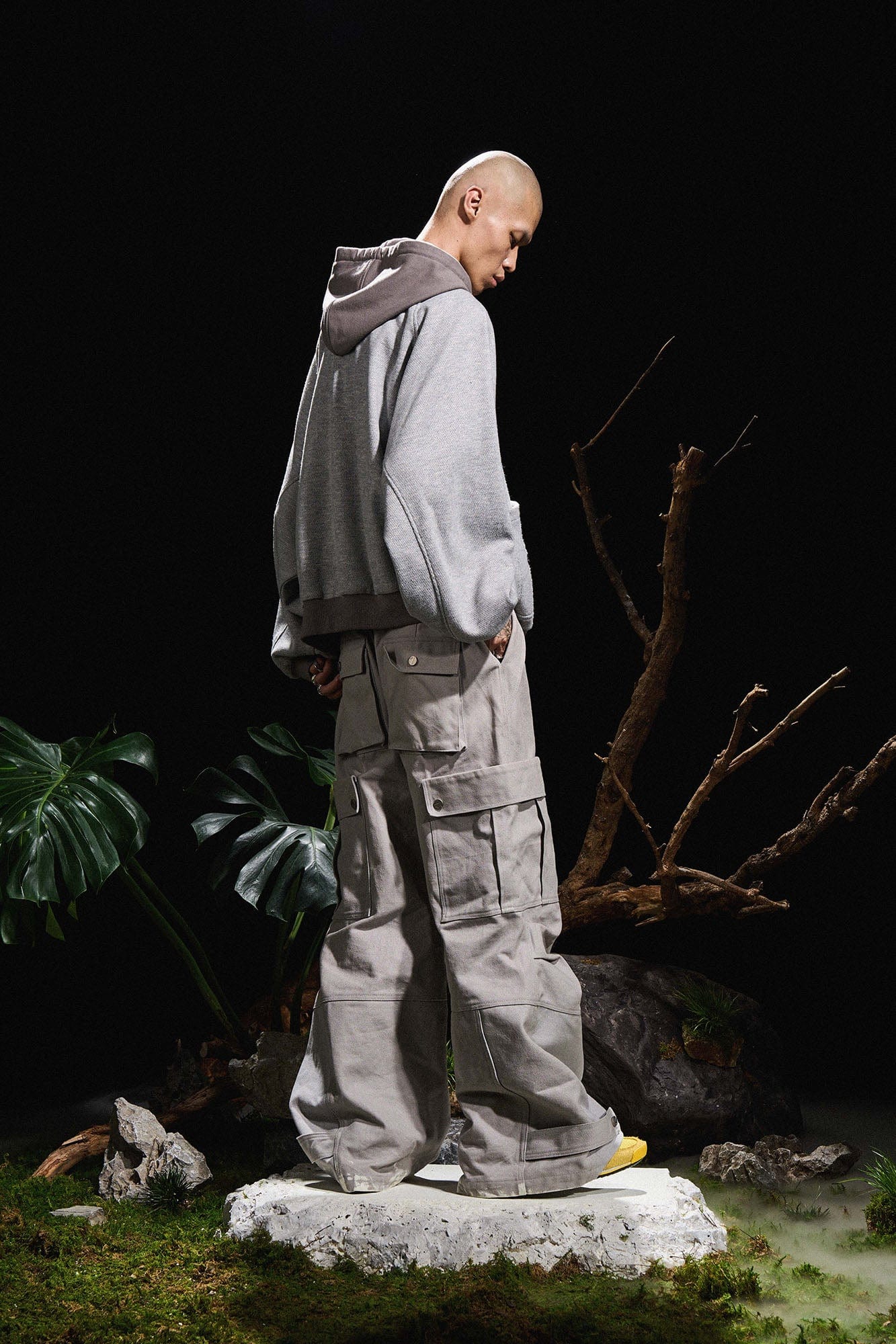 Multi-Pocket Oversized Workwear Cargo Pants Gray