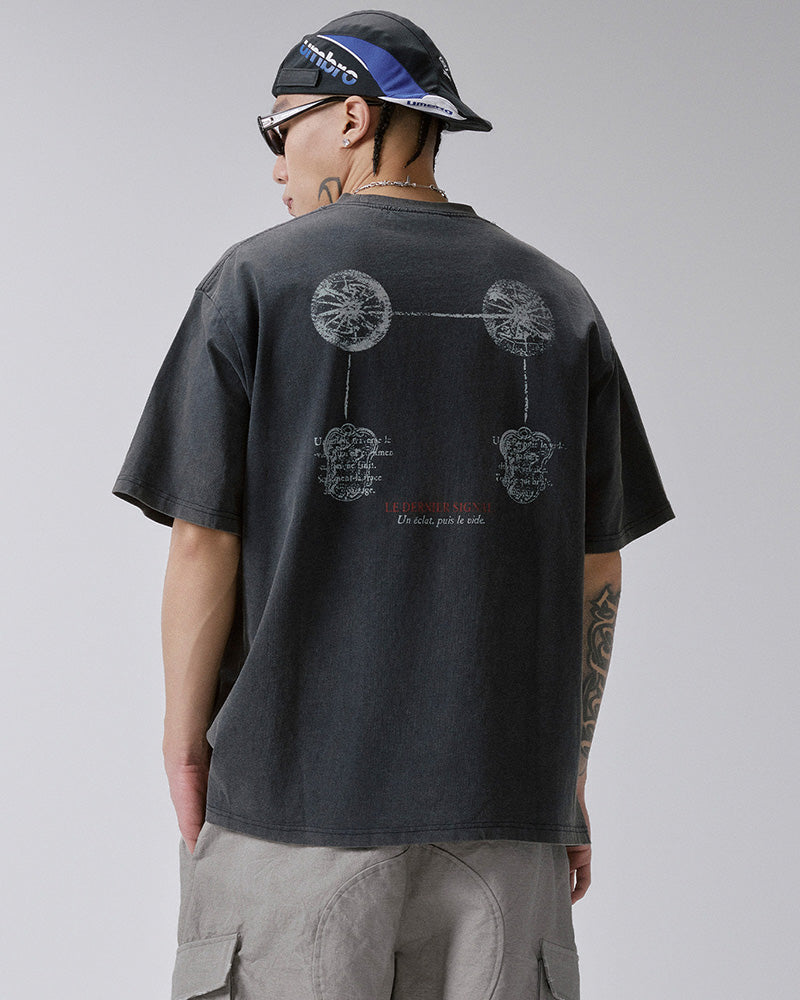 Washed Vintage Ghost Figure Print T-Shirt
