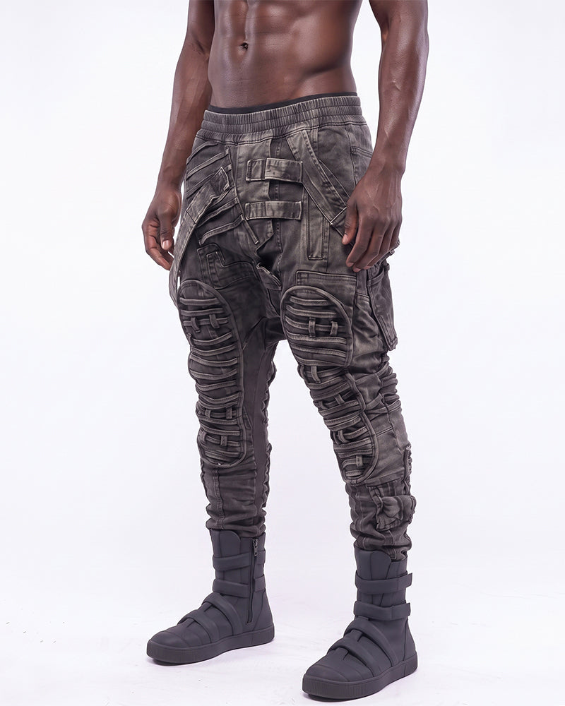 Post‑Apocalyptic Distressed Asymmetric Cargo Pants