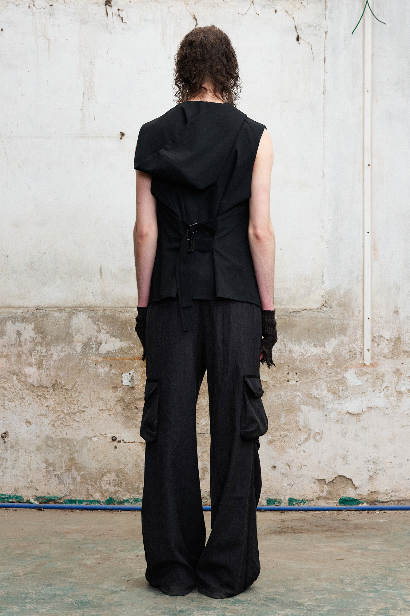 Pleated Cargo Flare Pants
