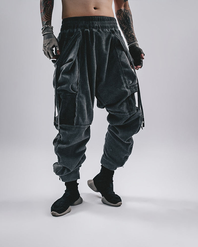 Waffle-Knit Spliced Wasteland Jogger Pants