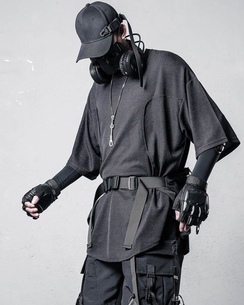 Techwear Irregular Slit Hem T-Shirt