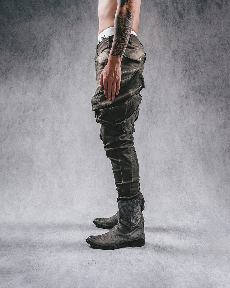 Oil-Stained Cold-Dye Vintage Cuffed Pants