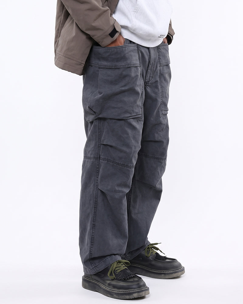 Washed Straight Leg Patchwork Large Pockets Cargo Pants