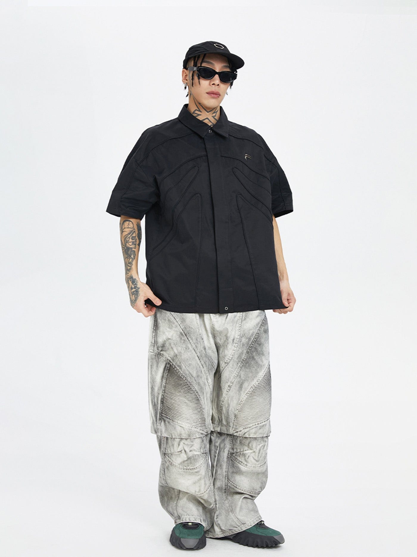 Spliced Metal Logo Half Shirt