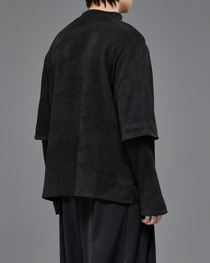 Modern Japanese Mock Neck Layered Long-Sleeve Tee