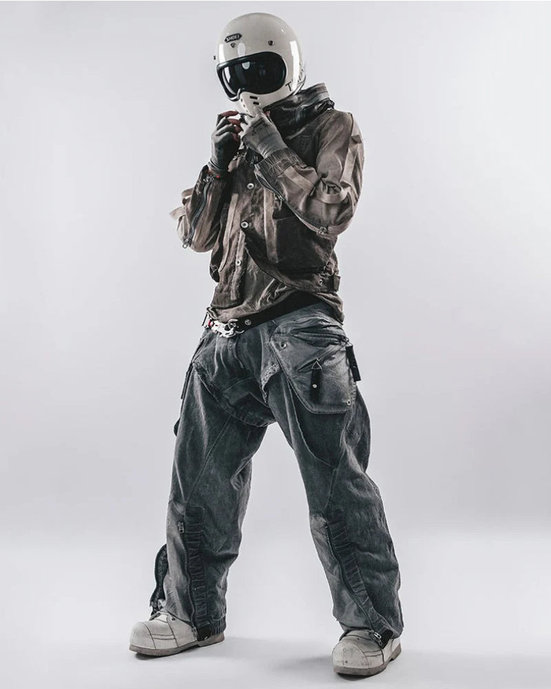 Post-Apocalyptic Wear Multi-Pocket Zipper Cargo Pants