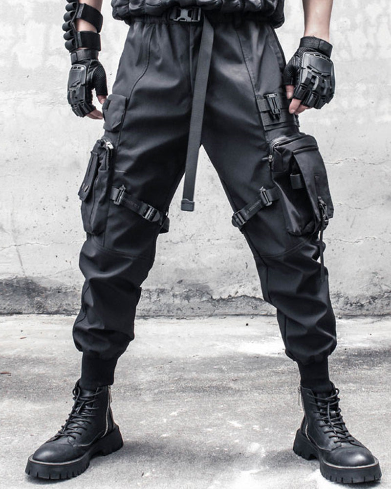 Functional Black Multi-Pocket Cargo Pants